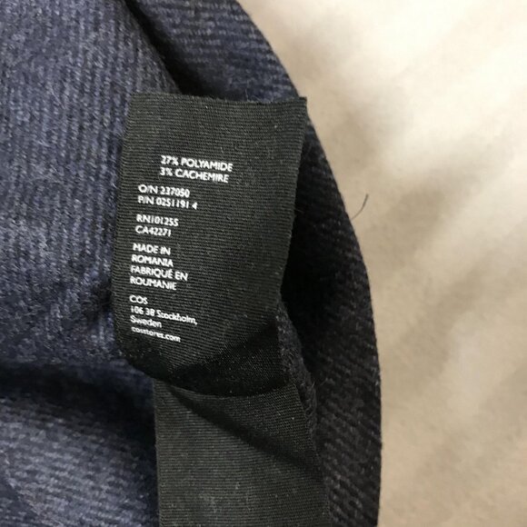 COS Sweater Womens Large Navy Blue Wool Cashmere Blend Side Zip Crewneck Knit - Picture 9 of 10